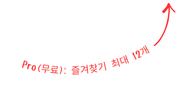 Pro(무료)로 즐겨찾기 12개까지